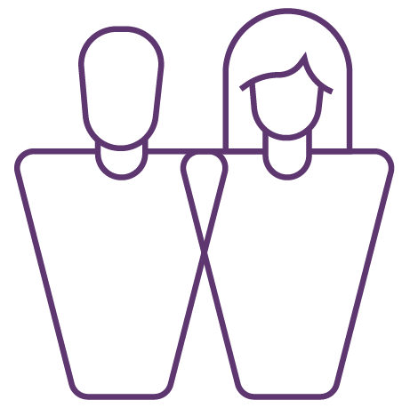 Line illustration of a man and a woman with overlapping shoulders.