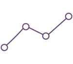 Line illustration of an ascending line first going up, reaching a node, descending to a second node, ascending to a higher final node.