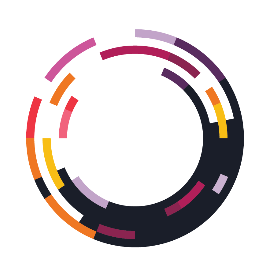 Logo McConnell : un cercle multicolore avec des morceaux manquants sur les bords. 