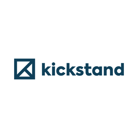 Kickstand logo, blue square with diagonal lines.